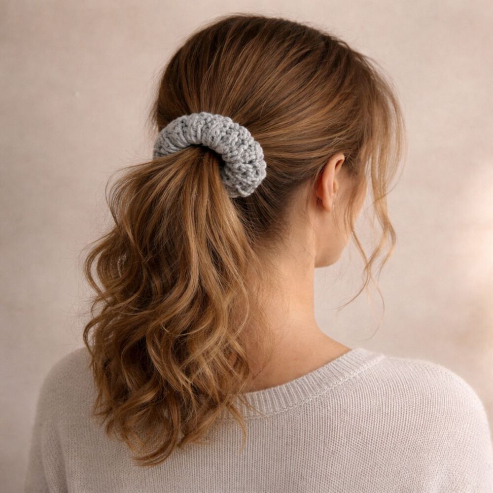 Women Crochet Hair Scrunchie Set 3 Pieces Handmade Elastic Soft Casual
